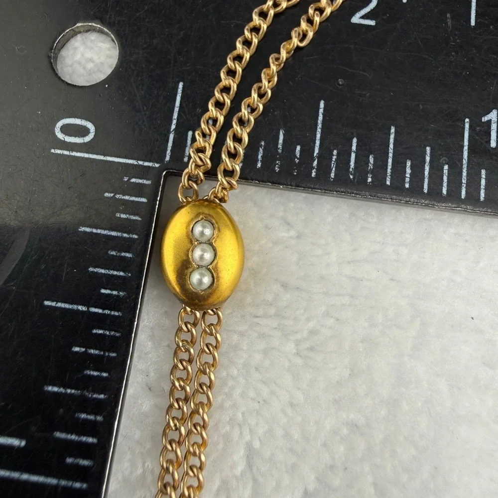 Vintage H&H Gold Filled Watch Chain Gold Tone Fancy Slider  48